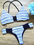 New Fashion stripe Lace-up Swimsuit - WealFeel
