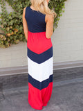 Blue/Red Stripes Classy Maxi Dress Mommy and Daughter Dress - WealFeel