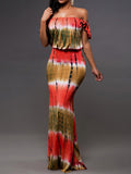Bohemia Printing Off Shoulder Bodycon Beach Maxi Dress - WealFeel