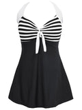 Plus Size Stripe One Piece Swimwear Dress