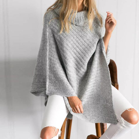 On the Fly Cape Turtleneck Sweater - FIREVOGUE