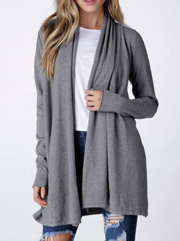 Womens Open Front Long Sleeve Cardigan