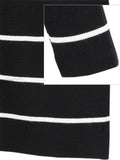 Black White Stripes Boat Neck Knitted Top - WealFeel