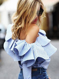 Give Em the Cold Shoulder Ruffle Top - FIREVOGUE