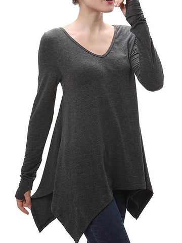 Casual V-neck Long Sleeve Loose Top