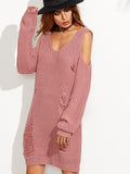 Hot Date Cold shoulder Knitted Dress - FIREVOGUE