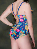 Plus Size Floral Printed One Piece Swimsuit - WealFeel