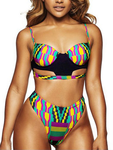 Sexy Push Up Geometric Patterns Bikini Sets - WealFeel