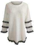 Nine-point sleeve Knitted Tassel T-shirt - WealFeel
