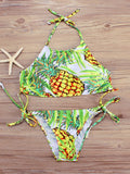 Sexy Pineapple Printed Halter Bikini Sets - WealFeel