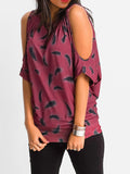 Going for Cold Shoulder Printed Top