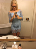 Off-the-shoulder Lace Mini Dress - FIREVOGUE