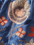 Denim Off-the-shoulder Embroidered Floral Top - FIREVOGUE