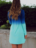 Blue Gradient Color Tee Dress - FIREVOGUE