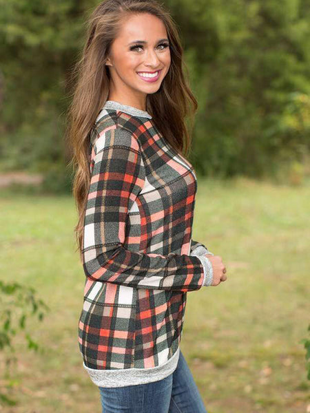 Black And Red Plaid Print Casual Top – FIREVOGUE