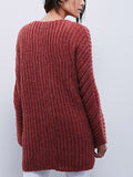 Deep V Neck Pocket Loose Sweater - FIREVOGUE
