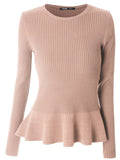 Solid Color Ruffle Knitted Top - FIREVOGUE