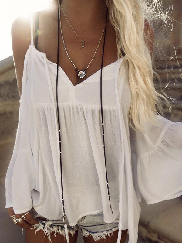 Sexy Womens Beach Wear Cover up With Ruffled Sleeves - WealFeel