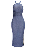 You Got Me in Trouble Ribbed Denim Dress
