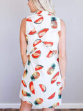 Women Sleeveless Shirt Fruit Print Mini Dresses - WealFeel