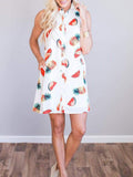 Women Sleeveless Shirt Fruit Print Mini Dresses - WealFeel