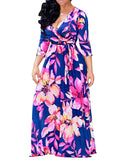 Women Wrap Floral Maxi Dress