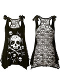 Skeleton Print Sleeveless Asymmetric Dress