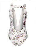 Sexy Floral Deep V-neck One-piece Swimsuit