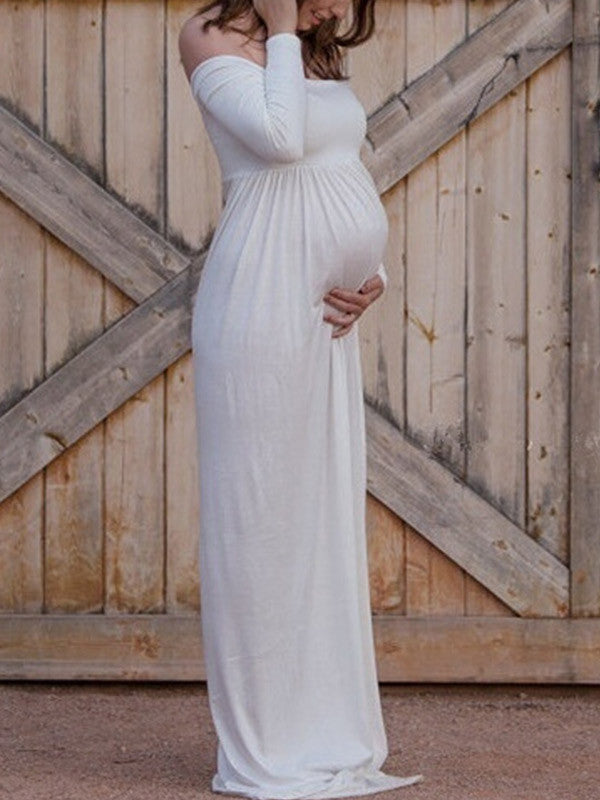 Off Shoulder Maternity Casual Maxi Dress