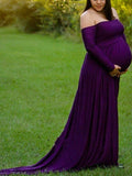 Off Shoulder Maternity Casual Maxi Dress