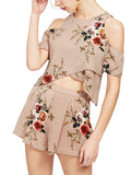 Floral Cold shoulder Top & Shorts - WealFeel