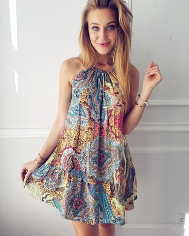 Halter At Me Vintage Print Dress