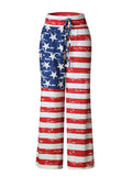 Women Wide Leg High American Flag Print Trousers