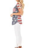 Casual American Flag Print Short Sleeves Top - WealFeel