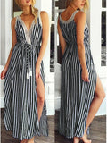 Out of Line Striped Side Slit Dress