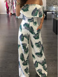 Like It or Not Leaf Off-the-Shoulder Jumpsuit