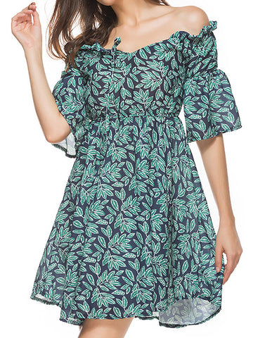 Kiss Me Green Off Shoulder Dress