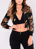 Women's Sexy Perspective Golden Feathers Jacket