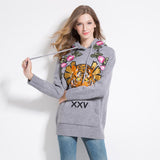 Women Floral Hoodie Hooded Sweatshirt Sweater