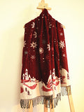 Christmas Snowflake Print Blanket Scarf with Tassels - FIREVOGUE