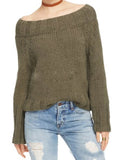 Off-the-shoulder Knitted Sweater - FIREVOGUE