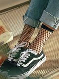 Black Casual Fishnet Mesh Short Ankle Socks - WealFeel