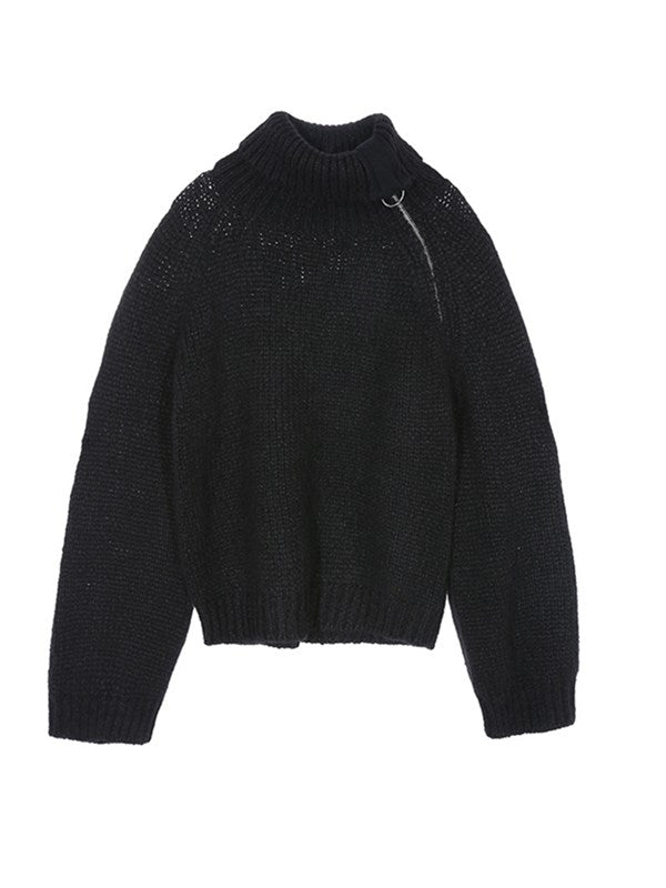 Absolutely Unique Zipper Design Turtleneck Sweater