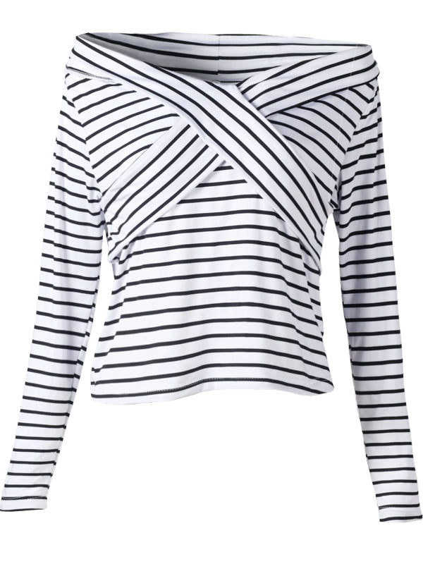 On the Line Striped Off-the-Shoulder Top – FIREVOGUE