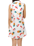 Sleeveless Fruit Print Mini Dresses