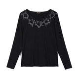 Women's Long Sleeve Round Neck Sequined Knit Sweater