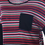 Colorful Stripes Splicing Sleeves Top - FIREVOGUE