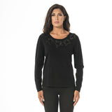 Women's Long Sleeve Round Neck Sequined Knit Sweater