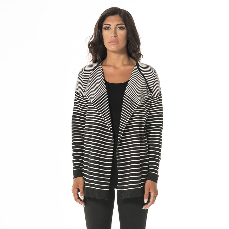 Womens Causal Stripe Front Open Sweater Cardigan Blouse