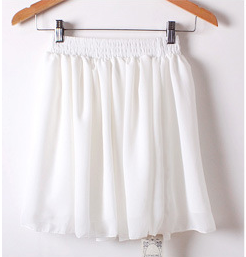WealFeel Solid color High-waisted Double-layer Chiffon Skirt - WealFeel